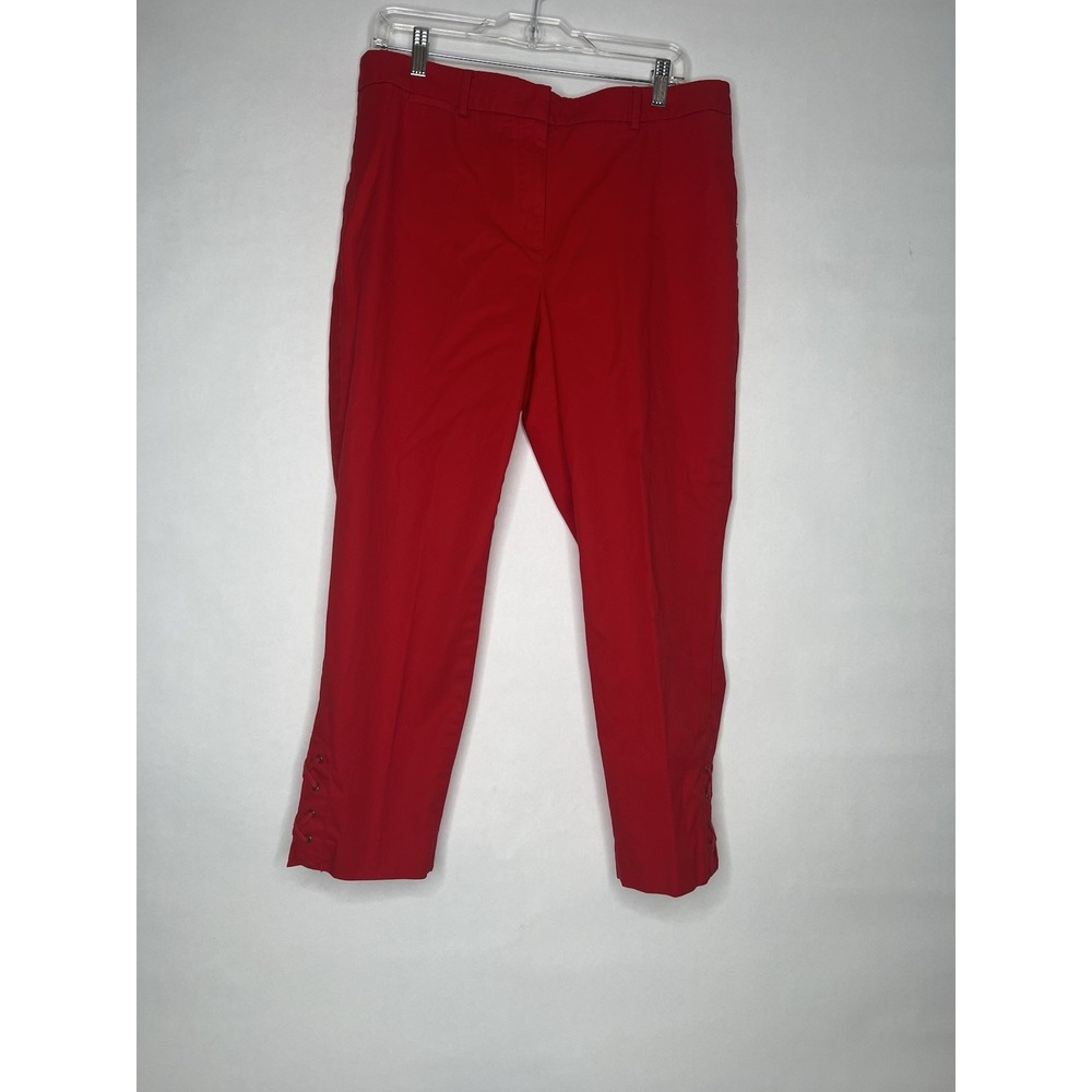 Talbots Red Slacks Trousers Cropped‎ Ankle Leg Criss Cross Accent 12 Pants